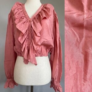 Stunt Collection Peach silk ruffle blouse